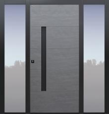 Haustür Keramik Koshi dunkelgrau mit Option Schalengriff & 2 Seitenteilen B1 Modell B9